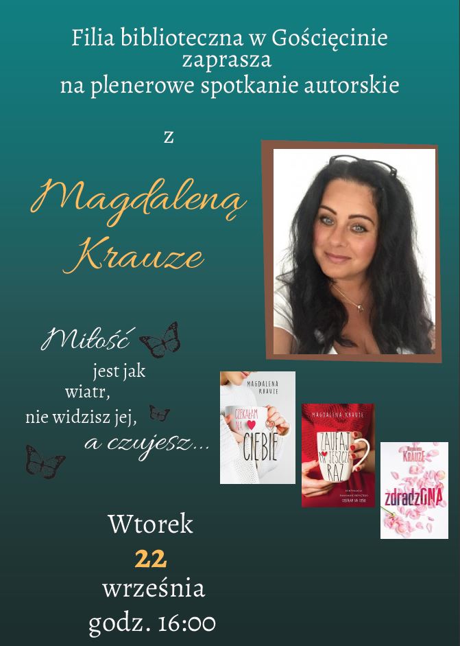 plakat, spotkanie autorskie z Magdaleną Krauze